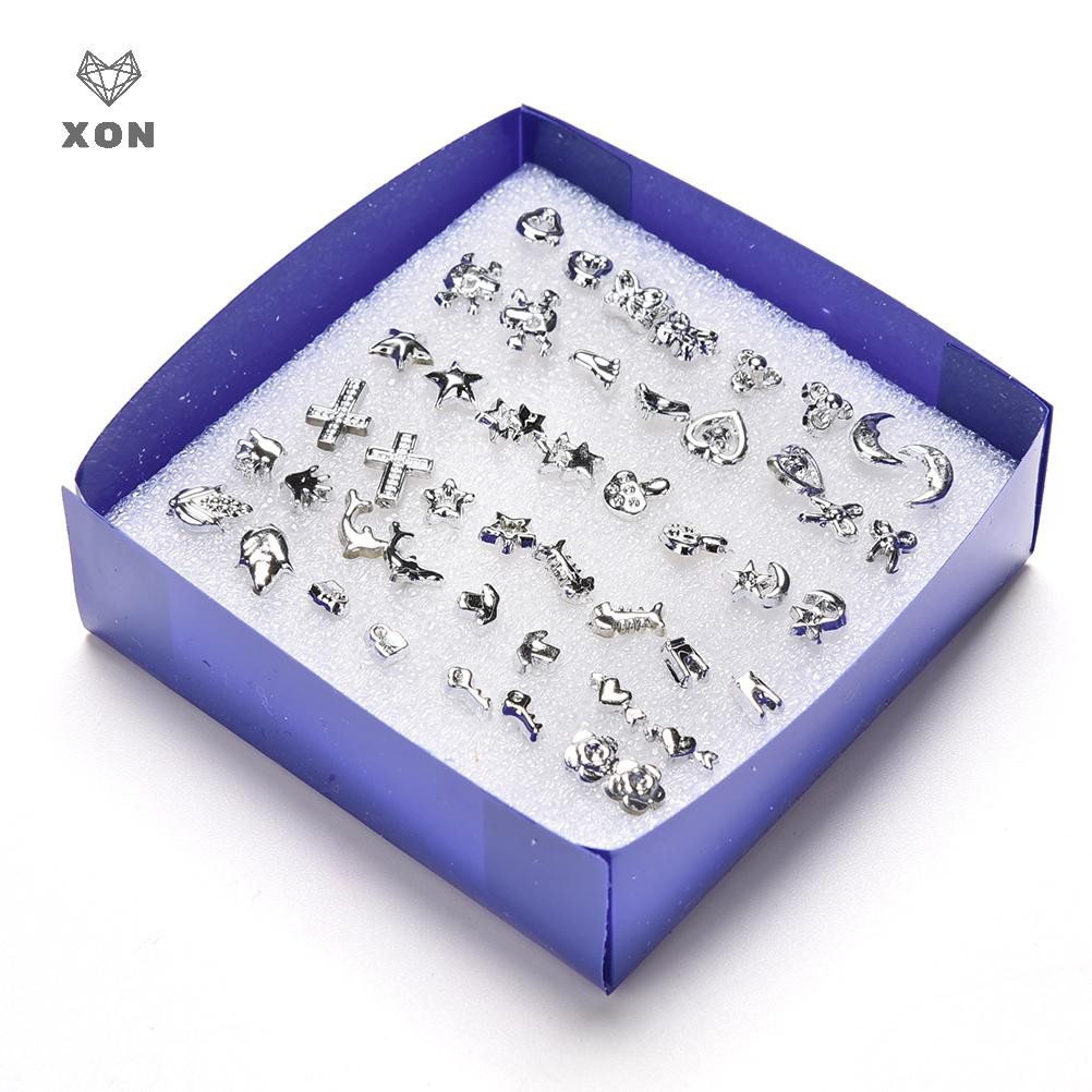 XON Set 24 đôi khuyên tai nhựa mạ bạc thời trang