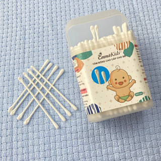 Combo 1 hộp tăm bông và 1 hộp que rơ lưỡi Emma Kids