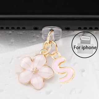 1 Điện Thoại Di Động Chống Bụi Cắm Hồng Hoa Anh Đào Tiếng Anh Chữ Mặt Dây Chuyền Trang Trí Điện Thoại Di Động