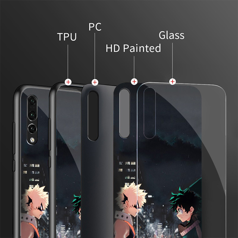 Ốp điện thoại kính My Hero Academia Deku Bakugou cho Oppo A54 A74 4G A79 5G A94 A3X Reno 11 12 13 11F 12F 13F 10 8