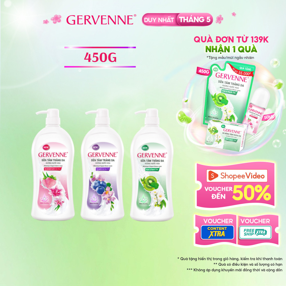 Ảnh Sữa tắm trắng da hương nước hoa Gervenne 450G/chai (3 mùi) 1