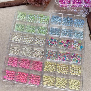 Đầy màu sắc Bubble Bead Half Round Nail Phụ kiện, Smooth Mirror Nail Art Deco Phụ kiện