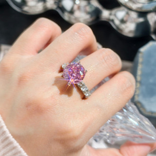 Châu Âu Mỹ ins Phong Cách Mới 5 Carat Nhiều Màu Sắc Zircon Sáu Móng Vuốt Mở Nhẫn Nữ