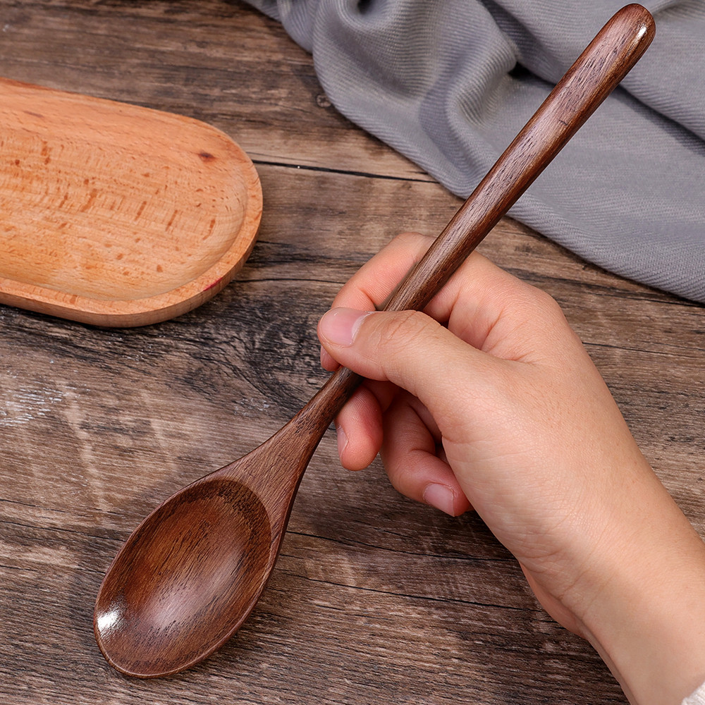 Muỗng Nấu Ăn Nhà Bếp Có Thể Tái Sử Dụng - Tay Cầm Dài Bằng Gỗ Cà Phê Sữa Mật Ong Muỗng Khuấy