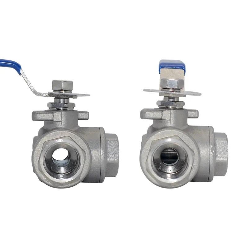 Van bi ba chiều bằng thép không gỉ 304 có khóa công tắc L / T loại một trong và hai ra công tắc van dây bên trong 6 / 4 phút
