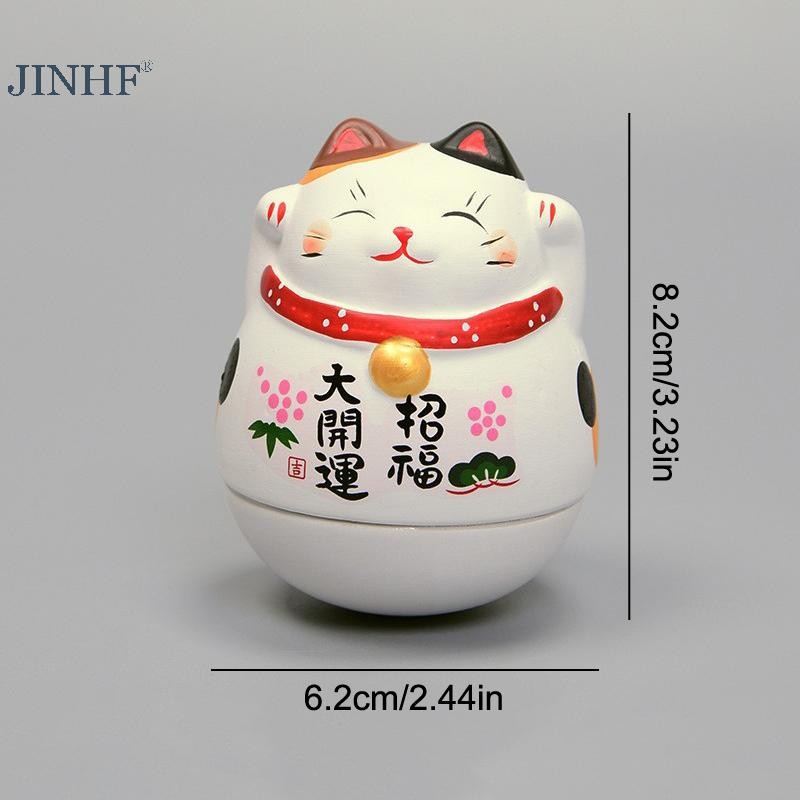 JINHF Nhật Bản Gốm Sứ May Mắn Tumbler Daruma Thủ Công Hoạt Hình May Mắn Đồ Trang Trí Phong Cảnh Trang Trí Nhà May Mắn Tượng Các Bức Tượng Nhỏ HOT