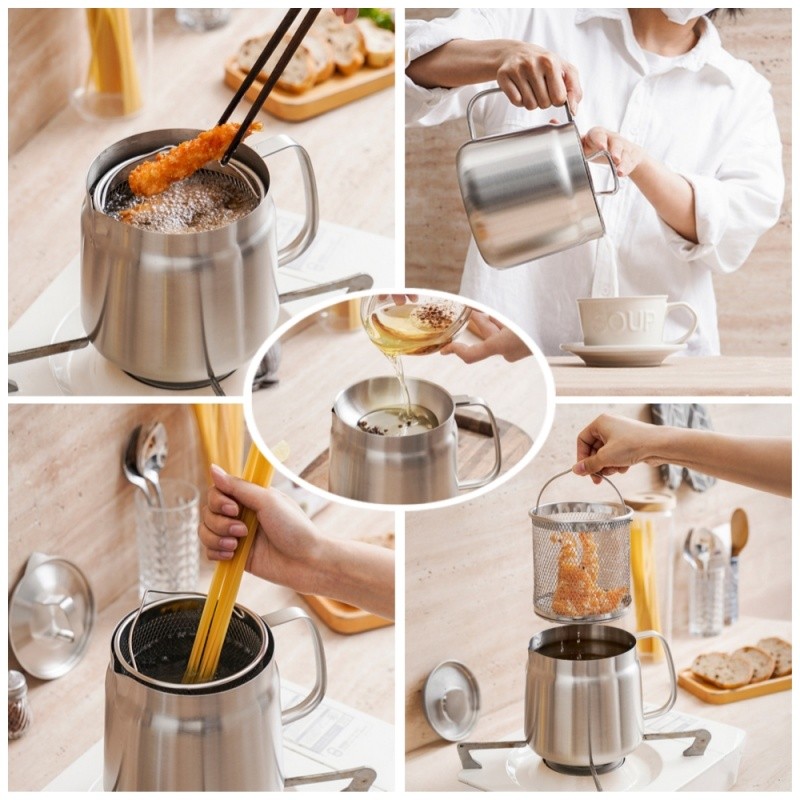 Nồi dầu bằng thép không gỉ 304 dung tích lớn có bộ lọc, Hộp đựng dầu mỡ, Nồi lọc dầu mỡ có bộ lọc cho nồi chiên sâu