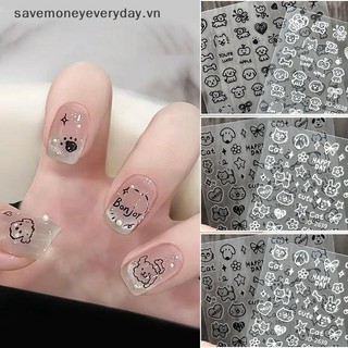 [savemoneyeveryday] Phim Hoạt Hình Mèo Đen Móng Tay Miếng Dán Graffiti Tranh Mèo Con Dễ Thương Đen Trắng Thiết Kế Đề Can Trang Trí Móng Tay Nghệ Thuật [vn]