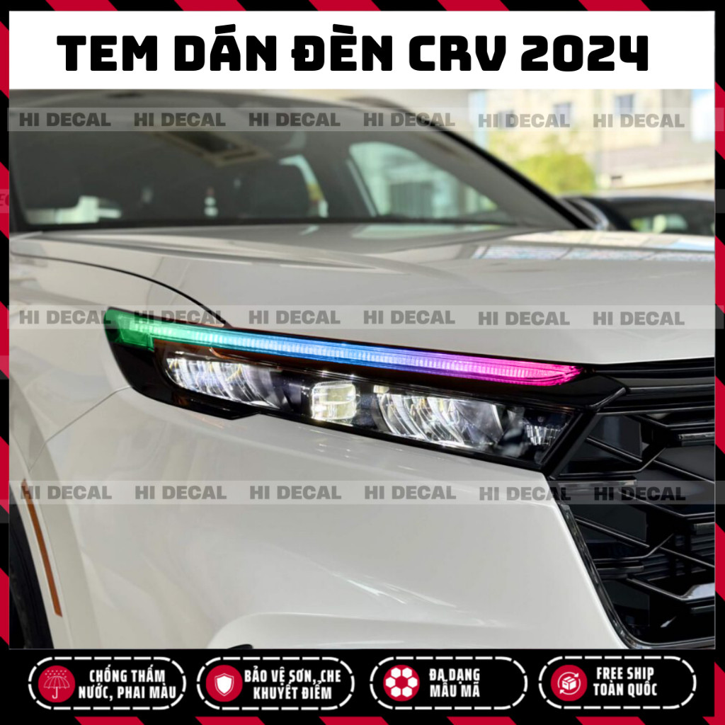 Tem dán đèn CRV 2023 2024 2025, decal trang trí đèn CRV chống nước, bền màu