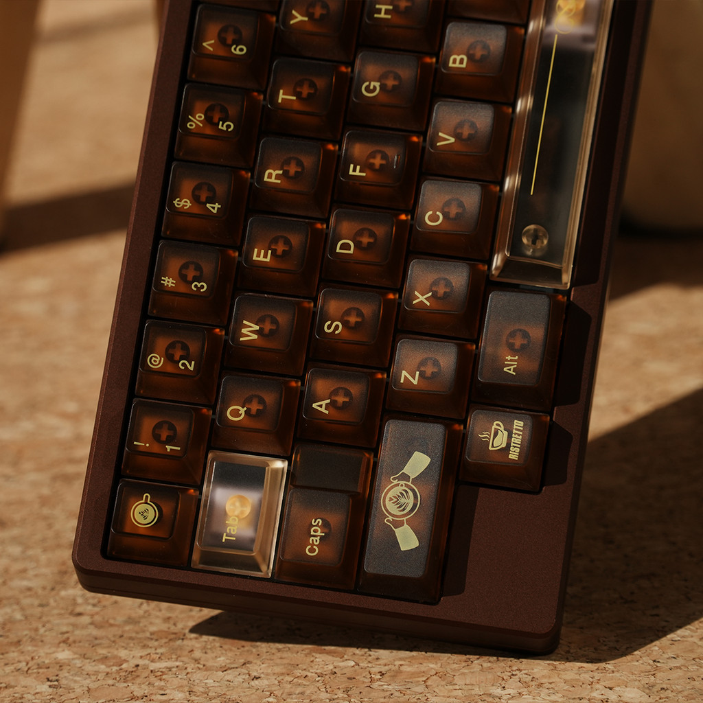 Keygenius Coffee House Keycaps Foggy Transparent Brown PC Cherry Profile keycap set cho bàn phím cơ | BigBuy360 - bigbuy360.vn