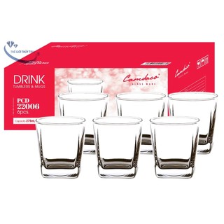 BỘ 12 LY THỦY TINH VUÔNG NHỎ CẨM ĐẠT - DUNG TÍCH 275ML PCD22006