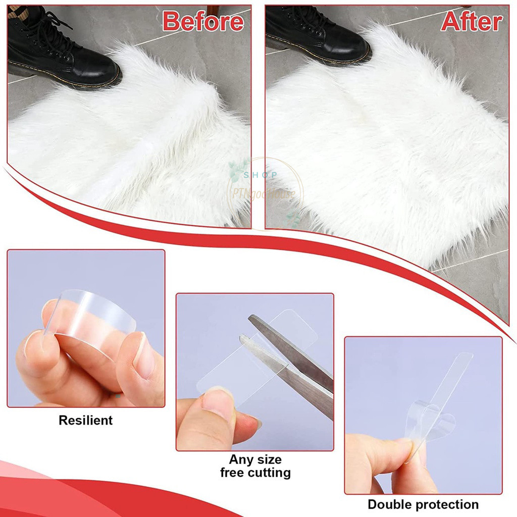 Hộp 60 Miếng Dán 2 Mặt Trong Suốt Siêu Dính Treo Đồ, Cố Định Đồ Đa Năng Tiện Lợi
