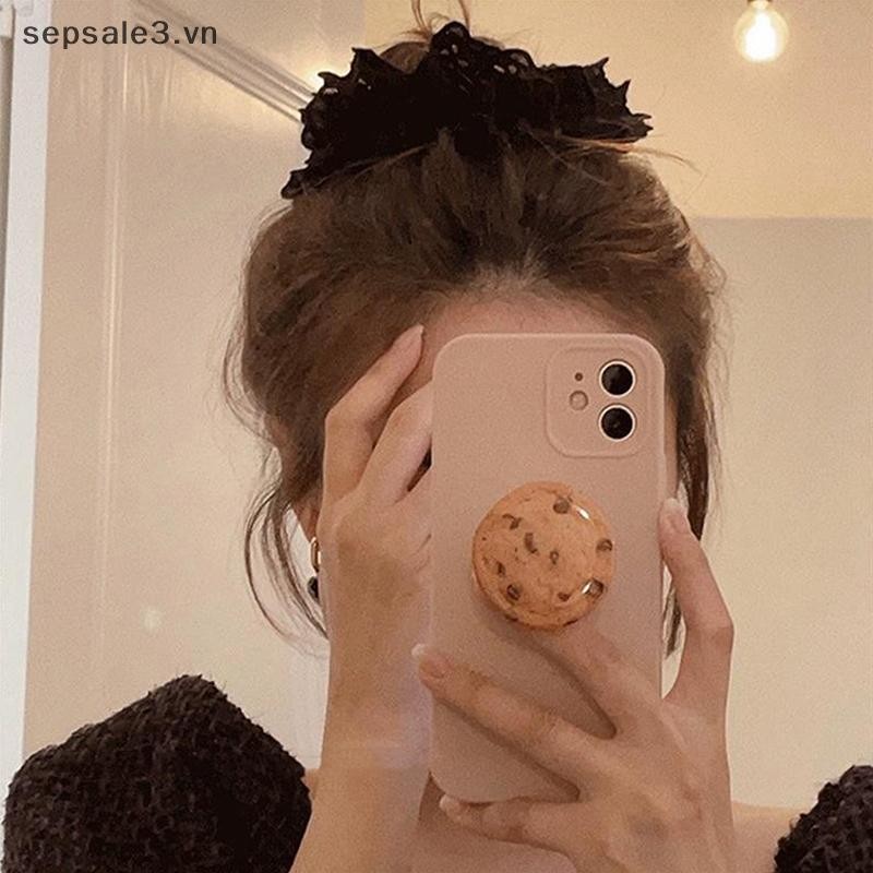 # Vn # 1PC Dây buộc tóc Cotton quá khổ kiểu Pháp Scrunchie dành cho nữ Dây buộc tóc đuôi ngựa co giãn Phụ kiện tóc nữ hai lớp.