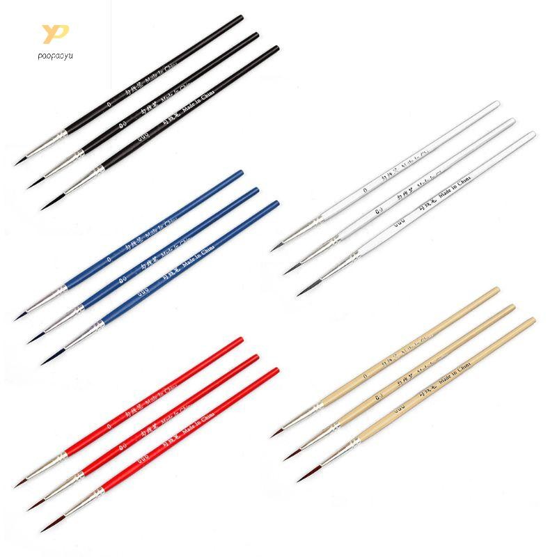 Ppy 3 Cái 0 00 000 Móc Dòng Bút Chuyên Nghiệp Đầu Mịn Vẽ Bàn Chải Cho Acrylic