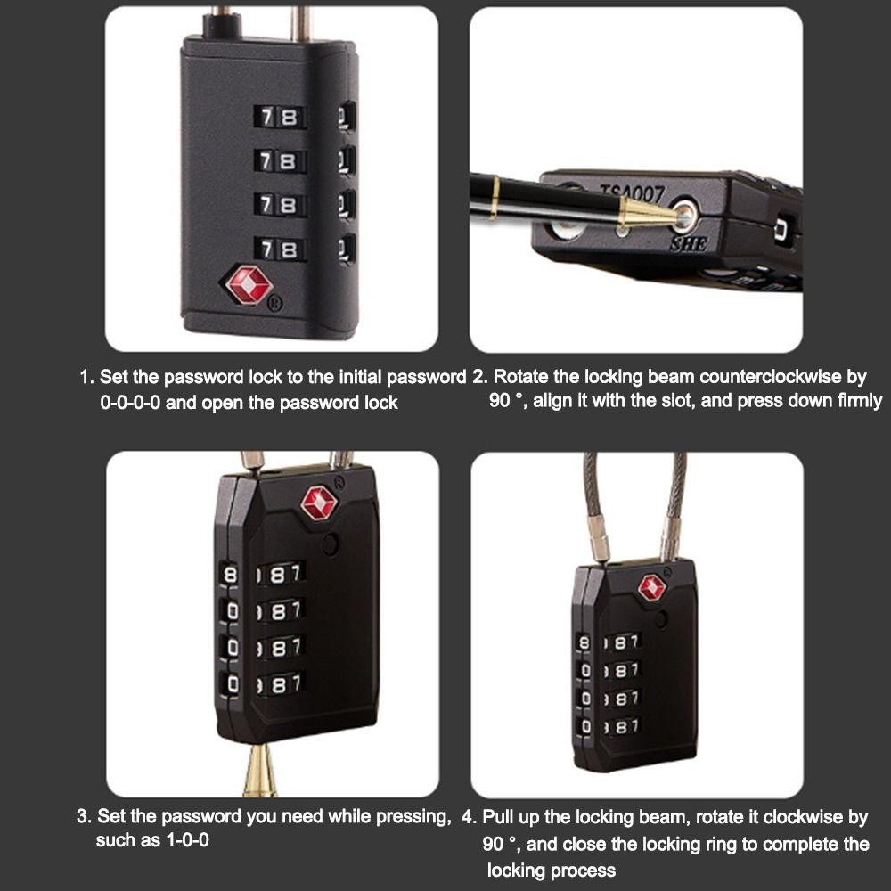 CATMALLER88 Khóa kết hợp 4 chữ số, Công cụ bảo mật Khóa mật khẩu hải quan chống trộm, Ổ khóa tủ TSA sáng tạo dành cho du lịch