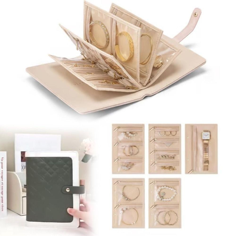 Sách lưu trữ chất kết dính vòng cổ SLICELLIFE, Sách lưu trữ trang sức nhung trong suốt, có túi dây kéo Túi lưu trữ bằng da PU sang trọng để trang sức