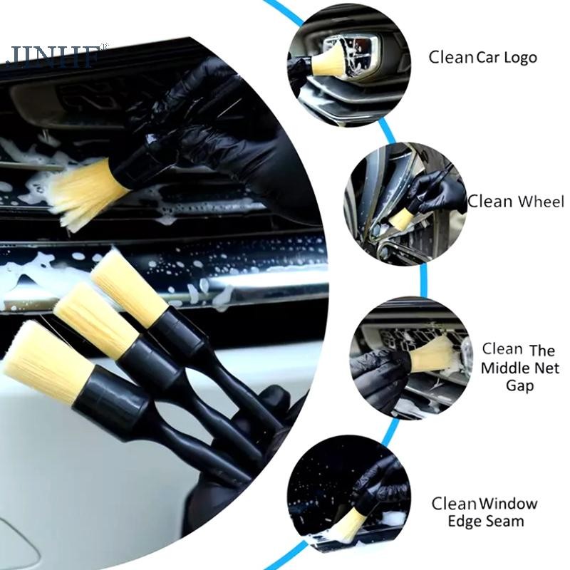 Jinhf 3 Chiếc Ngoại Thất Ô Tô Nội Thất Chi Tiết Bàn Chải Boar Tóc Lông Bàn Chải Để Vệ Sinh Ô Tô Tự Động Chi Tiết Dụng Cụ Bảng Điều Khiển Bàn Chải Làm Sạch HOT
