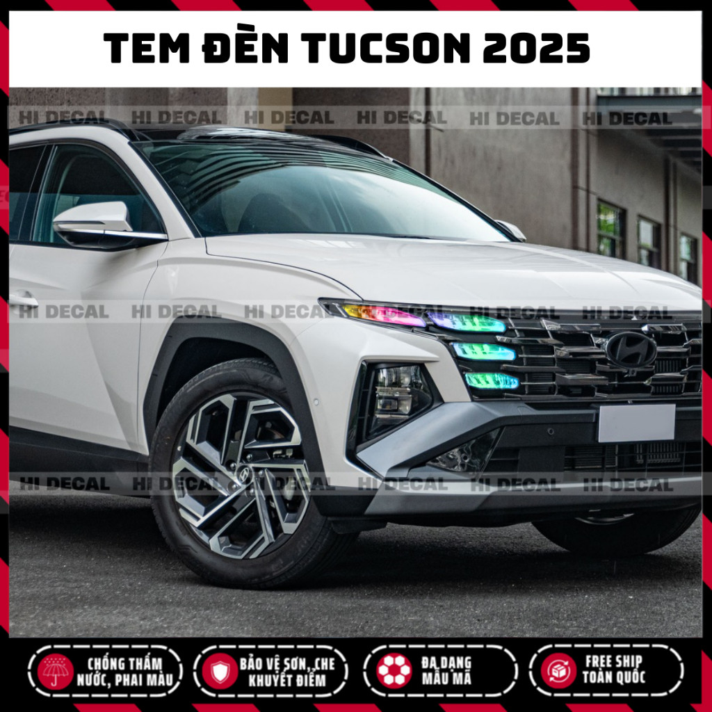 Tucson 2025 Tem dán đèn Tucson 2025 facelift, đổi màu đèn xe mới nhất tem trang trí dán đèn xe chống nước bền màu