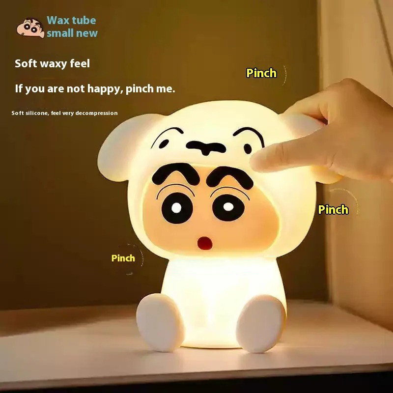 Cảm Ứng Cảm Giác Crayon Shin-Chan Đèn Ngủ Mềm Mại Dễ Thương Hai Tốc Độ Có Thể Điều Chỉnh Pat Đèn Phòng Ngủ Đầu Giường Đèn LED Trang Trí Bàn Làm Việc