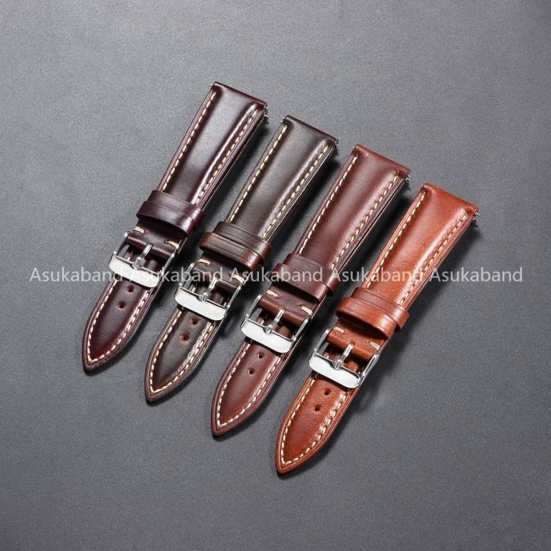 Sáng Bóng Dầu Sáp Da Thật Chính Hãng Dây Đeo Đồng Hồ 18mm 19mm 20mm 21mm 22mm Vintage Da Bò Dây Đồng Hồ Phát Hành Nhanh Dây Đeo Tay Nam Nữ Vòng Tay Màu Đỏ Quà Tặng Năm Mới Mùa Đông