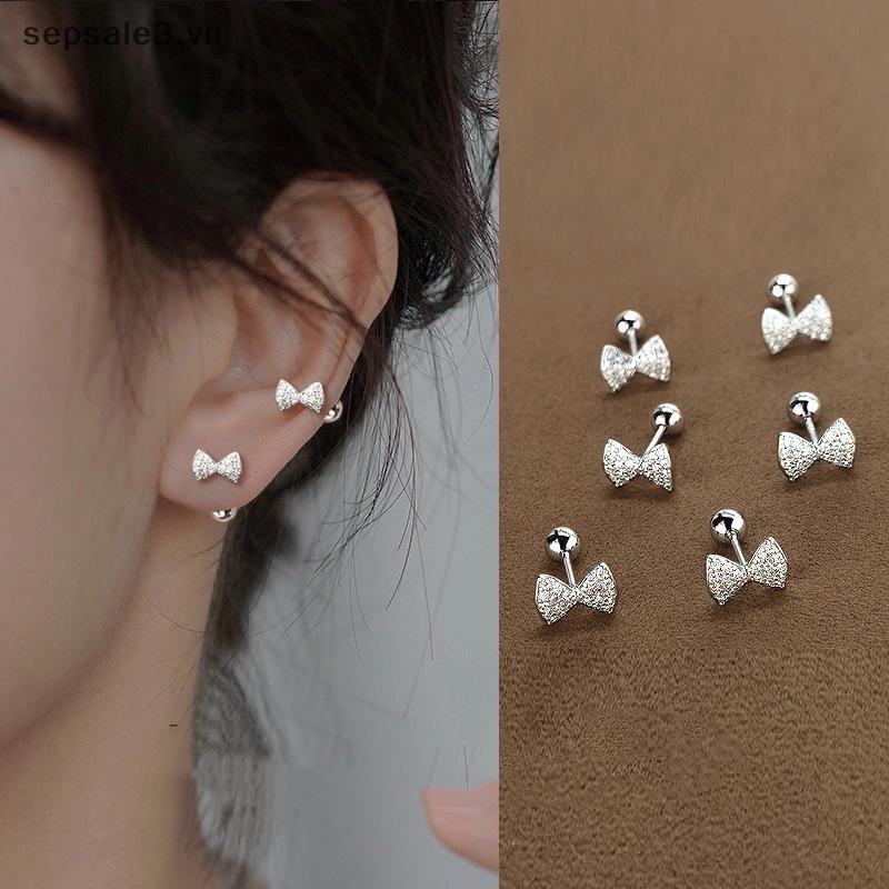 # VN # Bông tai nơ nhỏ quyến rũ dành cho nữ Kẹp tinh tế Vít xương tai dễ thương Xu hướng thời trang Trang sức tai bé gái.
