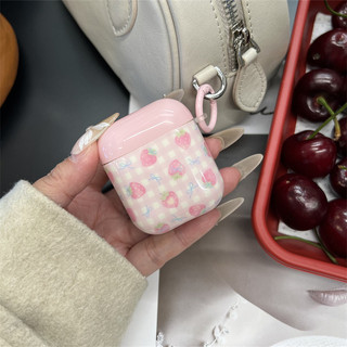 Lưới màu hồng dâu tây cho Airpods 1 / 2 3 Pro Pro2 Airpod4 Bộ tai nghe Vỏ bảo vệ Bluetooth không dây Air Pods Pro 3 4 Vỏ bảo vệ tai nghe
