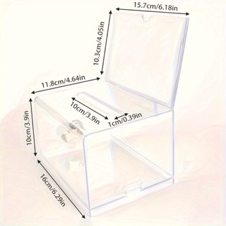 Hộp quyên góp MODOMINO, hộp đựng tiền xu trong suốt có khóa, acrylic, hộp đựng phiếu bầu/vỏ từ thiện