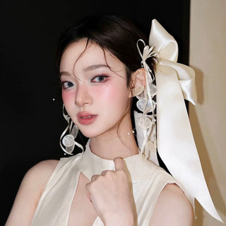 1 đôi bông tai ren vỏ tự nhiên, phụ kiện nơ thủ công kiểu Pháp