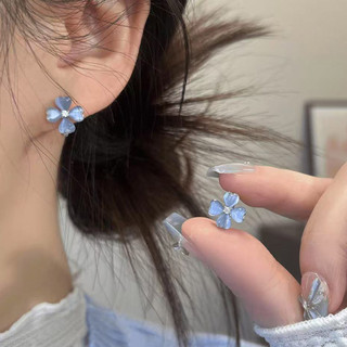 Bông tai Mori Series Ice trong suốt hoa xanh ánh sáng nhẹ, phong cách thời trang, thiết kế siêu nhẹ