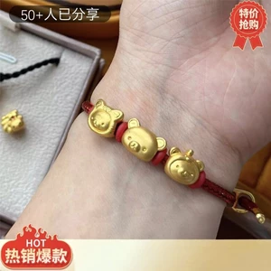 2026 Xuân Hè Rilakkuma Dễ Thương Màu Vàng Chuyển Hạt Cát Vàng Nhỏ Đính Hạt Phụ Kiện Vòng Tay Quà Tặng Nữ