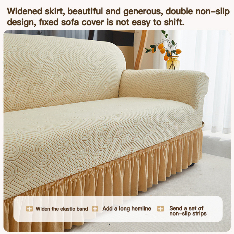 In Hình Sofa Có Váy Bảo Vệ Toàn Diện Vỏ Sofa Co Giãn Vỏ Trượt Có Váy Ghế Dành Cho Phòng Khách