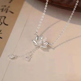 Vòng cổ hoa sen bạc S925 Trang sức thời trang đơn giản Quà tặng nữ