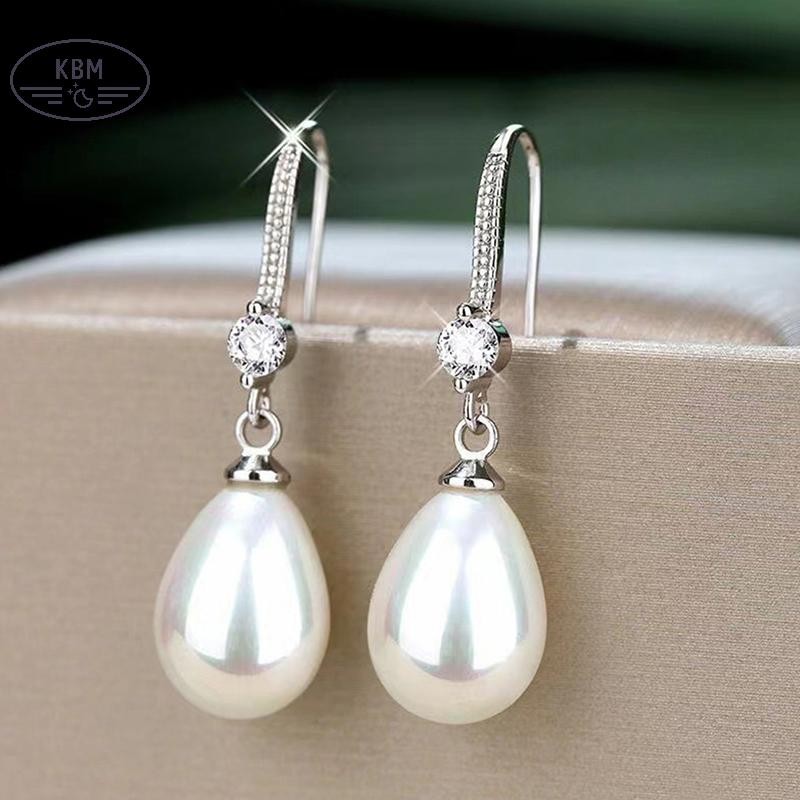 KBM Trang Sức Cho Nữ Bông Tai Ngọc Trai Giọt Nước Cho Nữ Đỏ Trắng Tròn Ngọc Trai Hình Bầu Dục Bông Tai Cưới Đính Hôn Valenes Quà Tặng Ngày FSSG