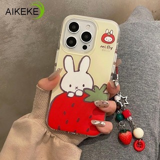 Vỏ Thỏ Dễ Thương Cho OnePlus 13 12 11R 10R 10T Ace 5 3 2 Pro 2V Đua Xe Dễ Thương Vòng Tay Dâu Tây Vỏ Điện Thoại Vỏ Dâu Tây Kem Trắng Trong Suốt Ốp Lưng