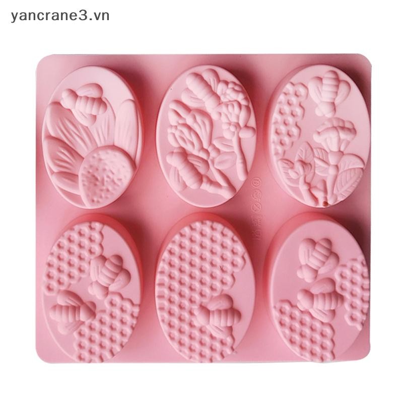 {YAN3} Vật liệu tốt cho sức khỏe mới Khuôn xà phòng silicon ong mật 6 khoang Khuôn thủ công Làm xà phòng hình bầu dục 3D Khuôn xà phòng thủ công DIY {yancrane3.vn}