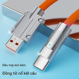 Dây Cáp Sạc Nhanh 120W 6A Bằng Hợp Kim Kẽm Và Silicon Cho iphone, type-C, có 2 Loại USB Và Type C