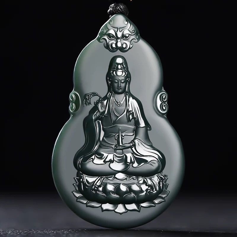 Mặt dây chuyền Sapphire Guanyin tự nhiên, Trang sức vòng cổ thời trang cổ điển