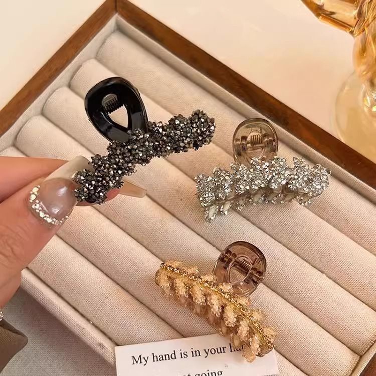 ✪Kẹp tóc nhỏ hình lúa mì bằng đá rhinestone sang trọng nhẹ cho phụ nữ, phù hợp với tóc mỏng, kẹp tóc nửa đầu, phụ kiện tóc TNPG
