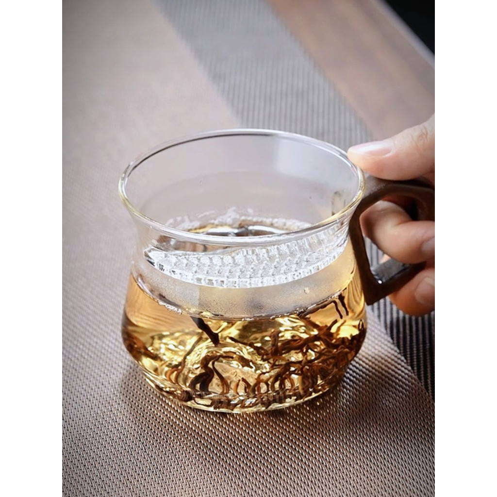✨Cốc thủy tinh & ấm trà Trung Quốc có giá trị cao Cốc trà gia đình & Cốc tách nước trà thủy tinh dày chịu nhiệt độ cao & Cốc thủy tinh 300ml có nắp