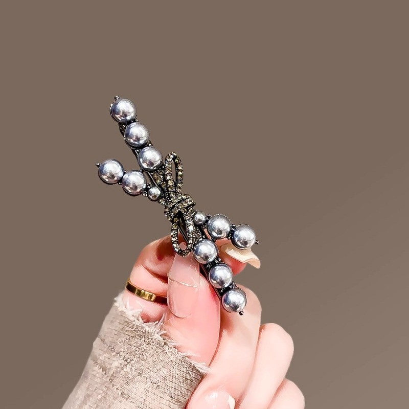 MAUROPOLI [Sẵn Sàng] Kẹp Tóc Ngọc Trai Nơ Tính Khí Nhẹ Nhàng Nữ Niche Cao Cấp Bên Nổ Kẹp Thời Trang Tóc Gãy Mỏ Vịt Kẹp