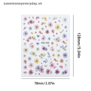 [savemoneyeveryday] Miếng dán thanh trượt dính nghệ thuật làm móng 3D Hoa hoa Buds Letter Đề can cho móng tay Trang trí móng tay Mẹo làm đẹp [vn]