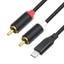 Cáp âm thanh BTM USB Type C sang 2RCA cho điện thoại Thiết bị loa ô tô Đầu nối tấm vàng Chống oxy hóa ăn mòn