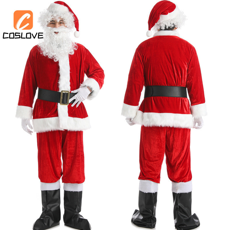 Giáng Sinh Ông Già Noel Màu Đỏ Sâu Trang Phục Cosplay Quần Áo Trọn Bộ Trang Phục Phù Hợp Với Người Lớn Cosplay Quần Áo Phục Hồi Hoàn Hảo
