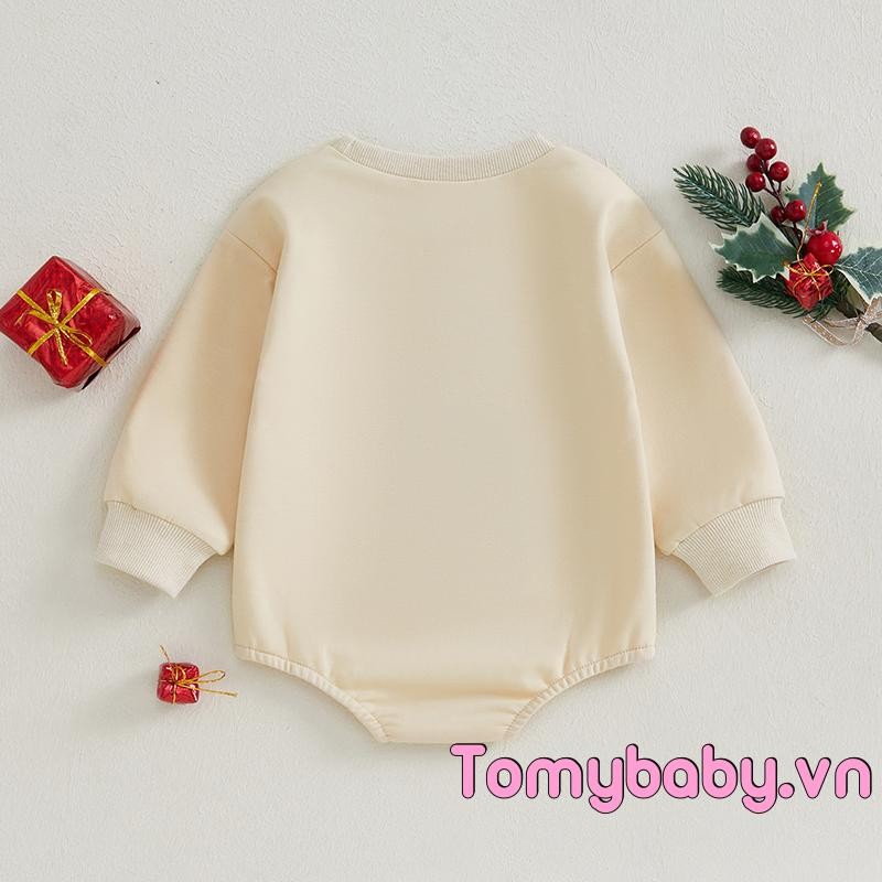 Áo liền quần Giáng sinh cho bé Bộ áo liền quần dài tay cổ tròn Gingerbread Man / Tree