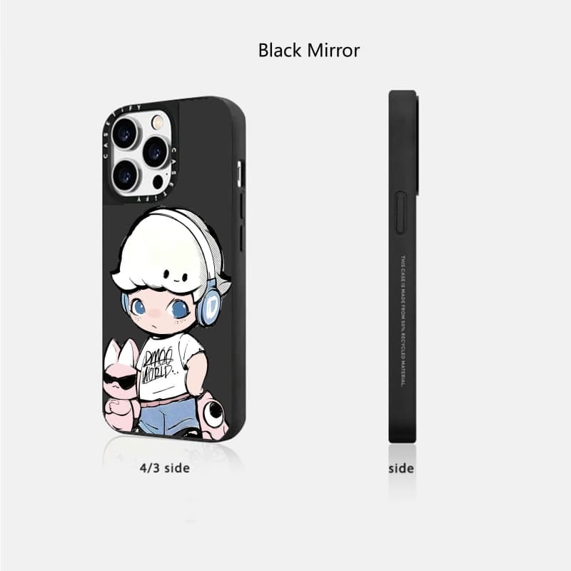 CASETiFY X DIMOO OOTD Vỏ IPhone gương đen & mảnh hút từ tính IPhone 16 15 14 13 12 Pro Max Plus Vỏ cứng có hộp khắc logo