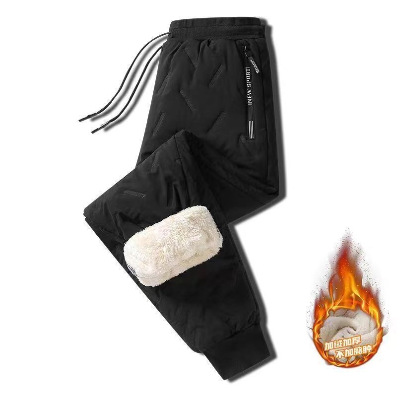 Quần cotton nhung cừu thu đông quần dài ống đứng chống gió thường ngày thể thao giữ ấm chống lạnh lót nhung dày dặn thời trang