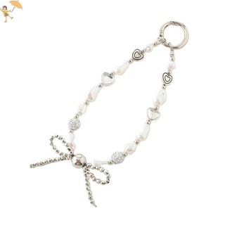 [GOU] Dây chuyền điện thoại di động đính cườm nơ ngọc trai Dây buộc điện thoại chống mất Nút thắt cổ tay Móc khóa mặt dây chuyền VN