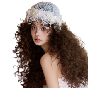 Treeling Thanh Lịch Lưới Mũ Vintage Fascinator Cô Dâu Mũ Cưới Họa Tiết Hoa Nón Cho Đám Cưới Và Tiệc