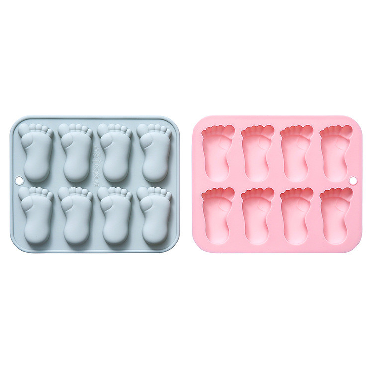 8 Khoang Hình Chân Khuôn Silicon Mousse Khuôn Bánh Epoxy Khuôn Kẹo Mềm Jelly Chocolate Khuôn Dụng Cụ Nướng Bánh