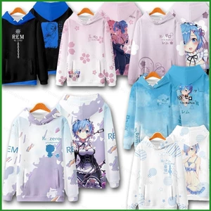 Siy7 Re Zero Rem Ram Áo Anime Dài Tay Unisex Có Mũ Trùm Đầu Áo Thường Ngày Rời Thời Trang Áo Plus Kích Thước
